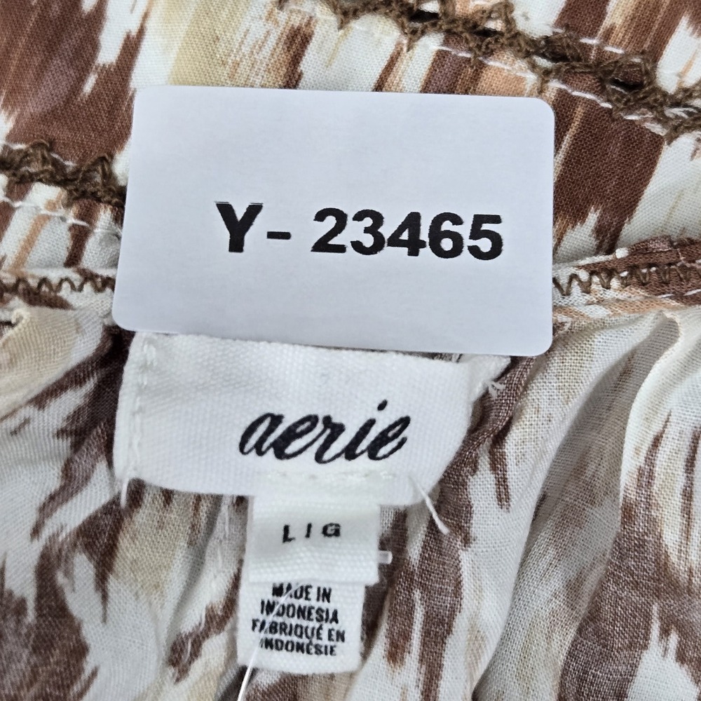 Aerie Women Dress L Brown Geometric Slit Maxi Bohemian Embroidered - Picture 2 of 10